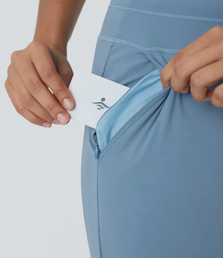 SoftlyZero Plush High Waisted Drawstring Pocket Plain Full Length Joggers