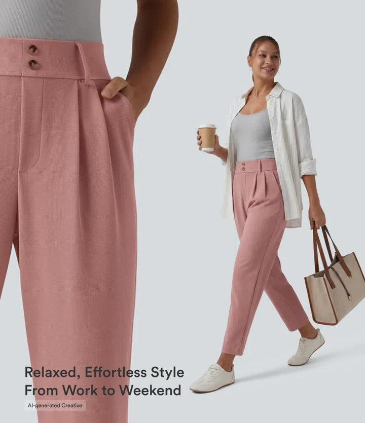 Halara Flex High Waisted Tapered Waffle Work Pants with Pockets