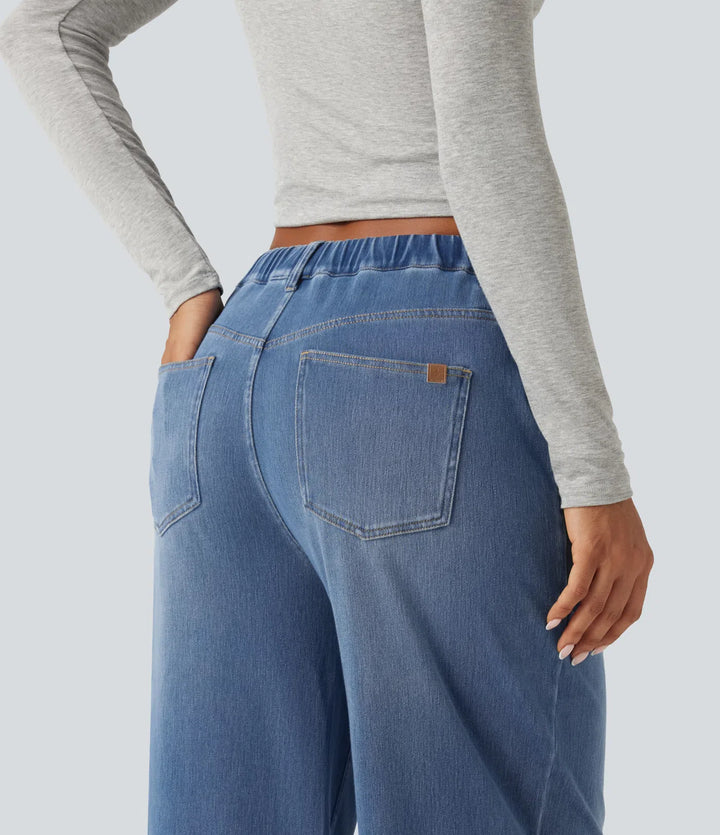 Halara Flex Mid Rise Wide Leg Casual Jeans with Pockets