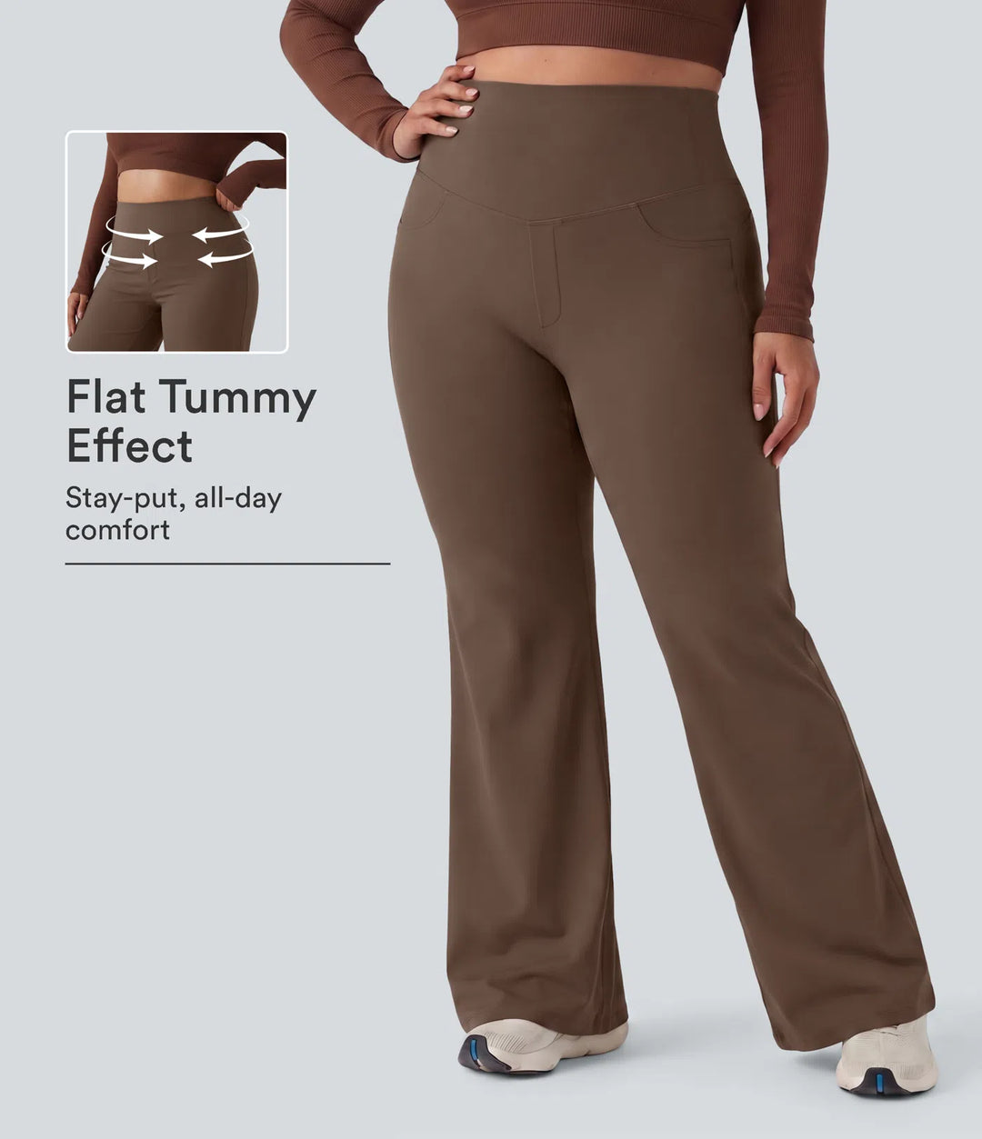 Plus Size DayStretch High Waisted Tummy Control Wide Leg Baggy Yoga Pants with Pockets