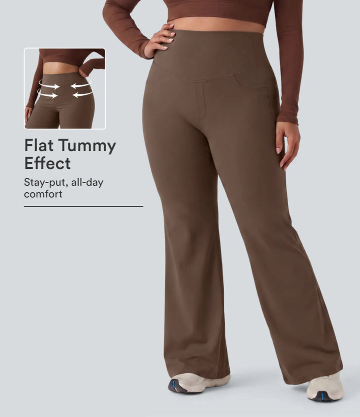 Plus Size DayStretch High Waisted Tummy Control Wide Leg Baggy Yoga Pants with Pockets