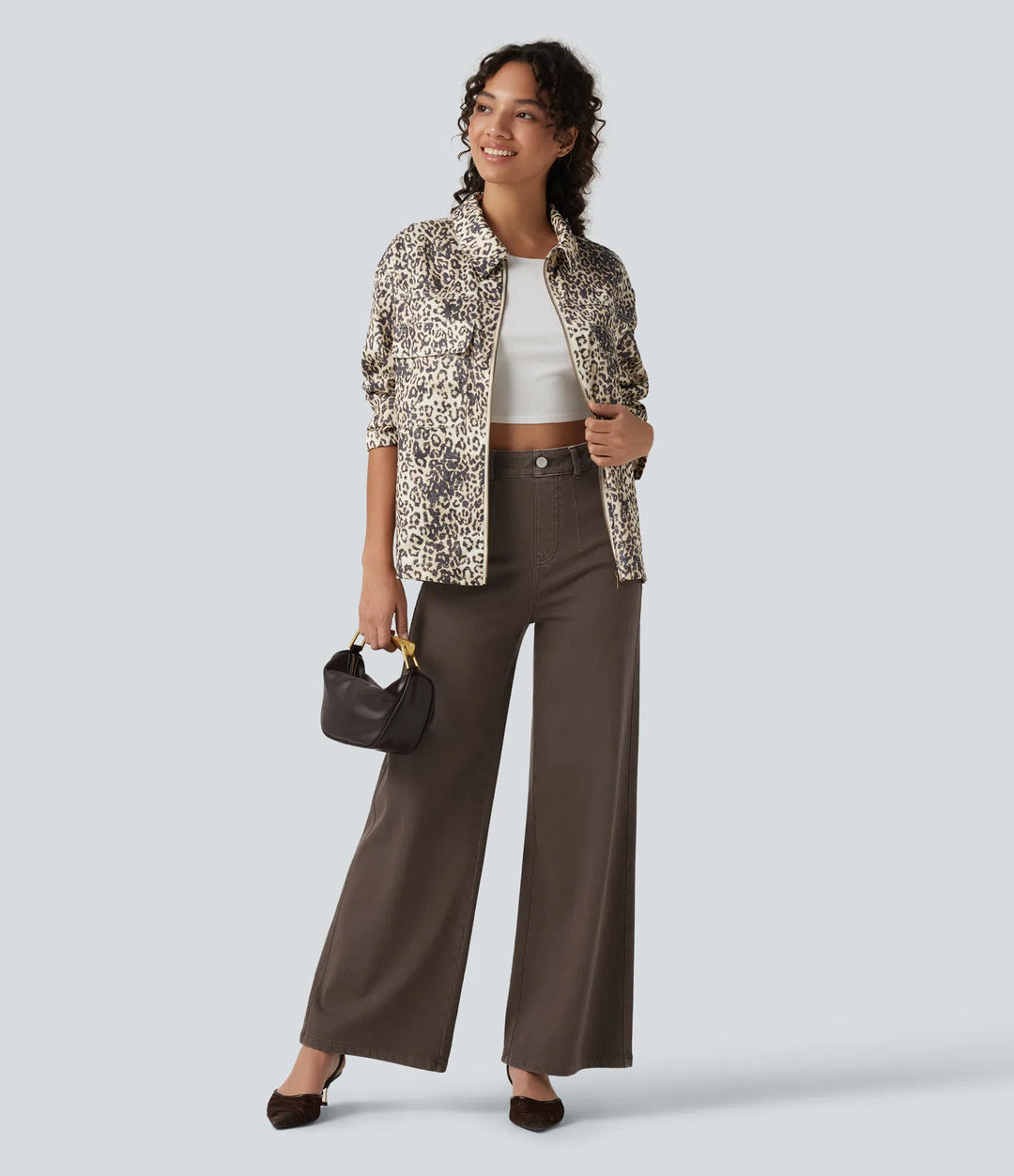 Halara Flex High Waisted Tummy Control Wide Leg Colorful Casual Jeans with Pockets