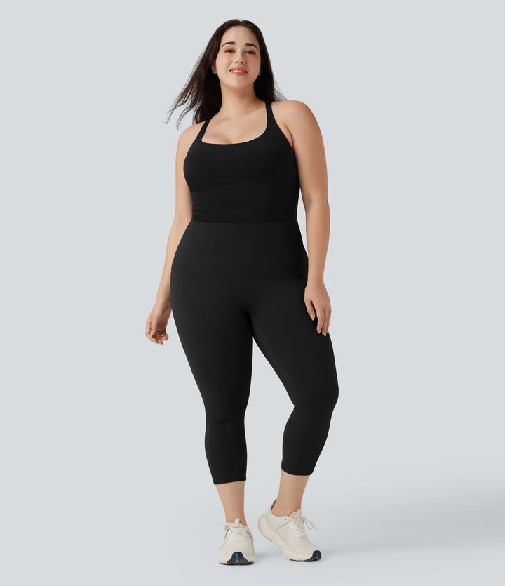 Plus Size Halara UltraSculpt High Waisted Scrunch Butt Lifting Tummy Control Capri Training Leggings with Pockets