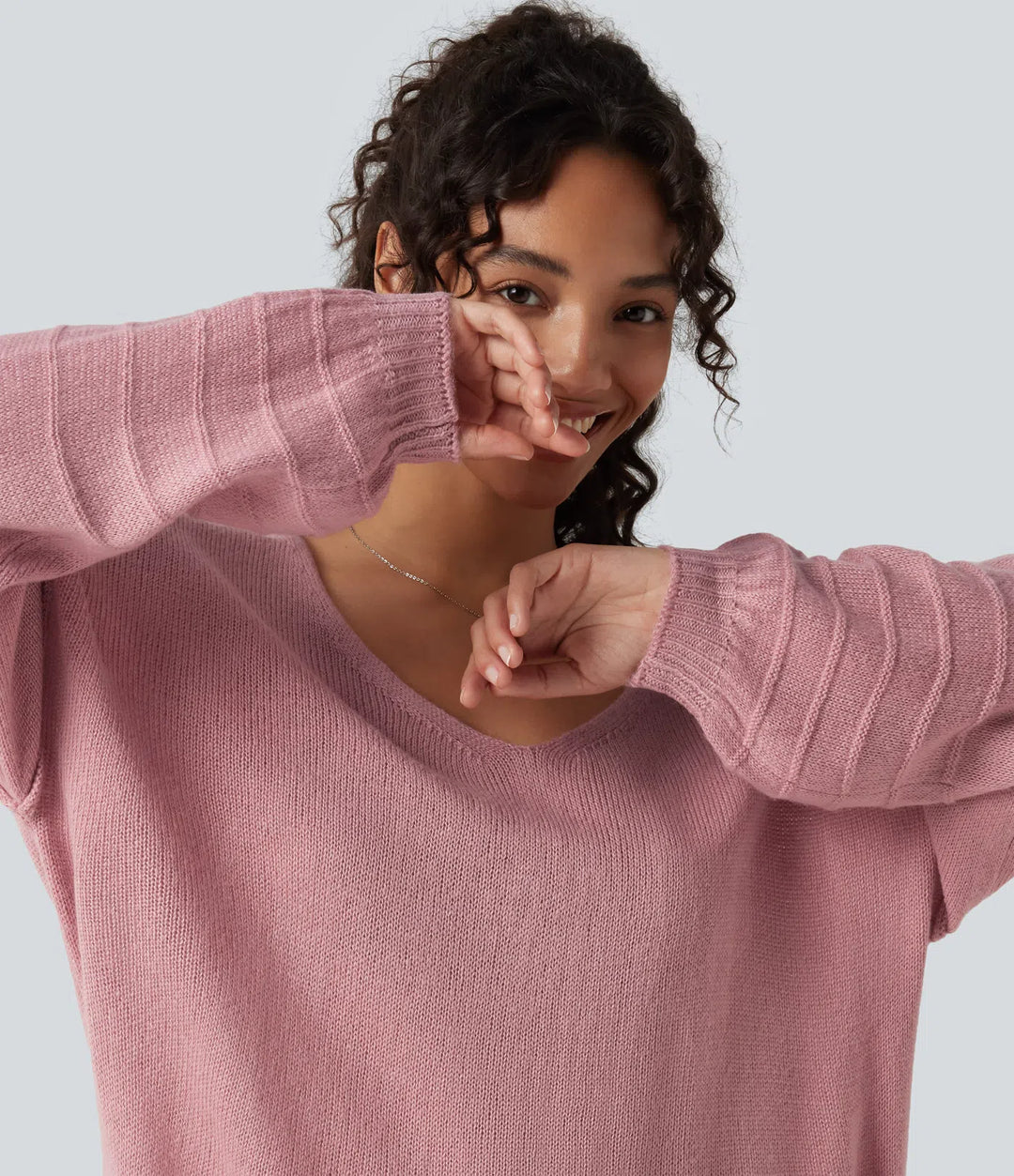 V Neck Long Sleeve Casual Sweater