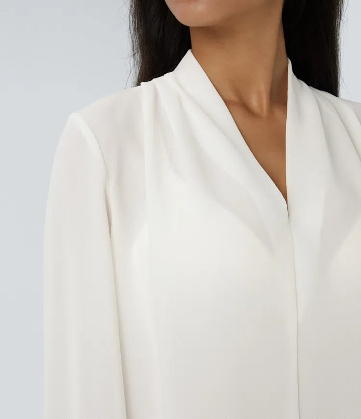 V Neck Long Sleeve Work Blouse