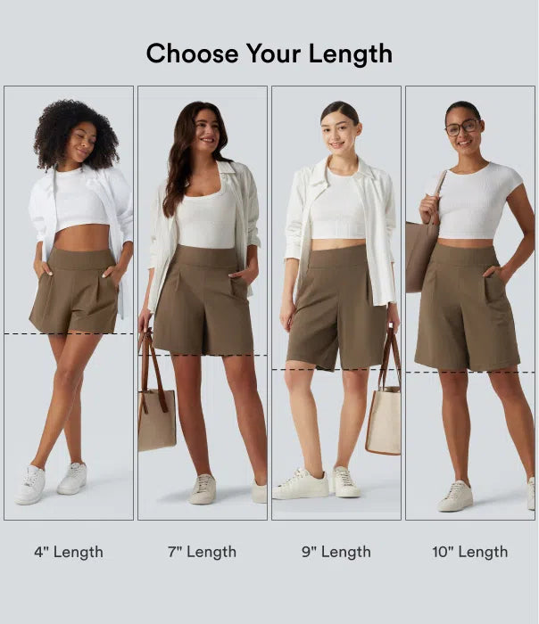 DayStretch High Waisted Work Baggy Bermuda Shorts 7&