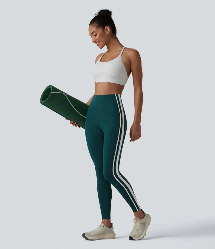 Halara Ultrasculpt High-waisted Tummy Control Side Stripe Yoga 7/8 Leggings