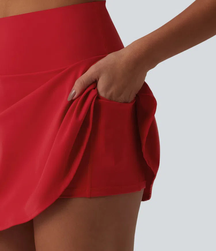 SoftlyZero Airy High Waisted Tummy Control 2-in-1 InstantCool Mini Tennis Skirt with Pockets