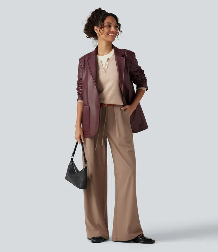 Halara Flex DayStretch Mid Rise Drawstring Wide Leg Work Pants with Pockets