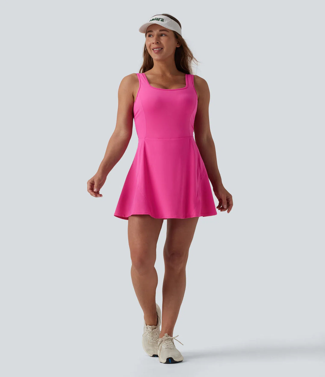 SoftlyZero Airy U Neck 2-in-1 Pocket Mini Cool Touch Dance Active Dress DD-F Cups-Easy Peezy