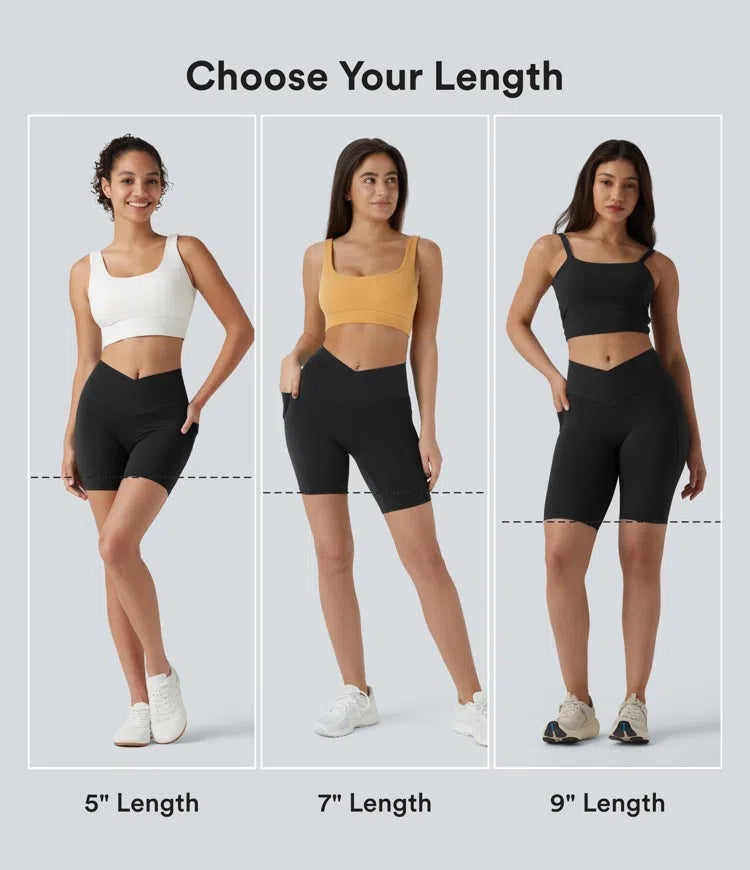 SoftlyZero High Waisted Crossover Yoga Biker Shorts 5&