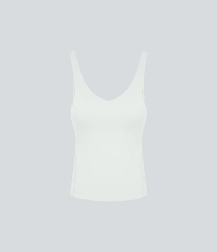 SoftlyZero Plush Padded V Neck Plain Tank Top