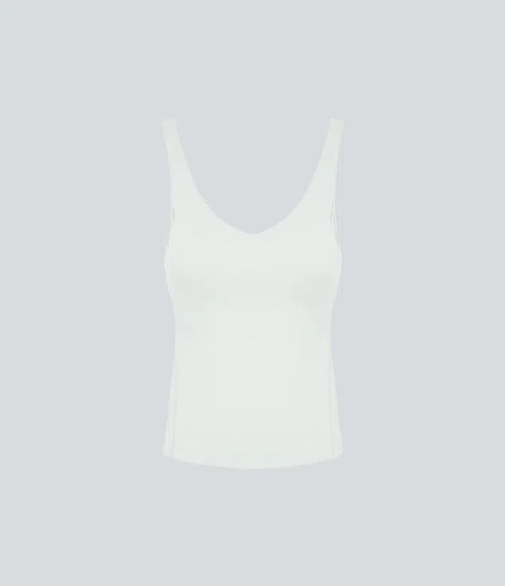 SoftlyZero Plush Padded V Neck Plain Tank Top