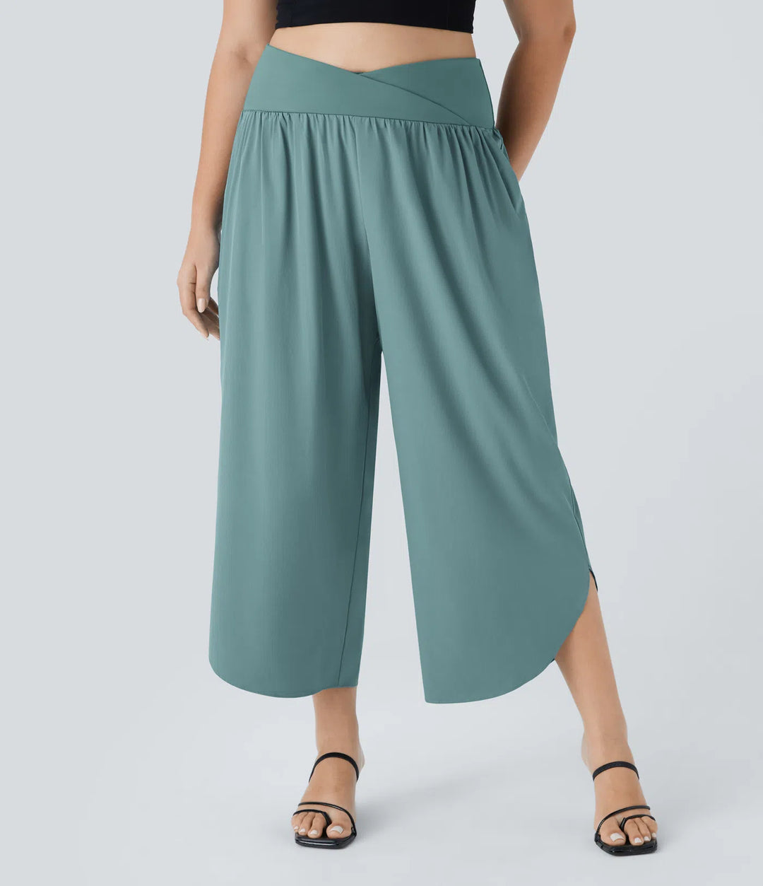 Breezeful High Waisted Crossover Pocket Quick Dry Plus Size Pants