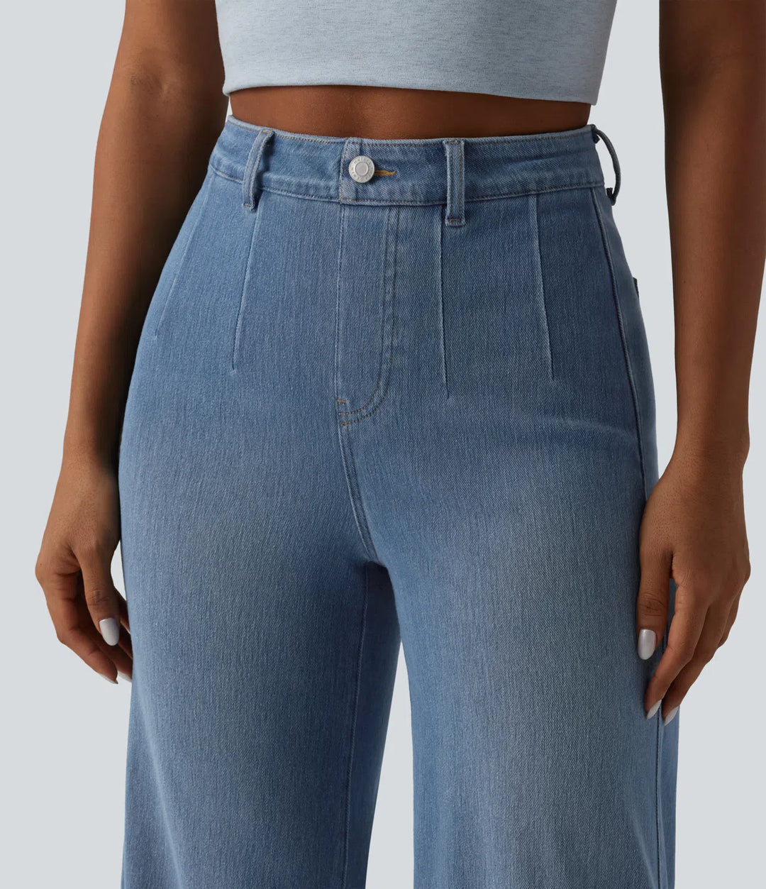 Halara Flex Curvy High Waisted Tummy Control Wide Leg Casual Jeans with Pockets