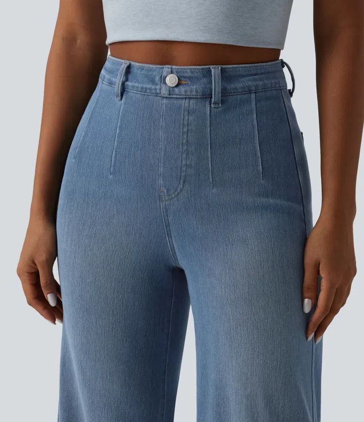 Halara Flex Curvy High Waisted Tummy Control Wide Leg Casual Jeans with Pockets