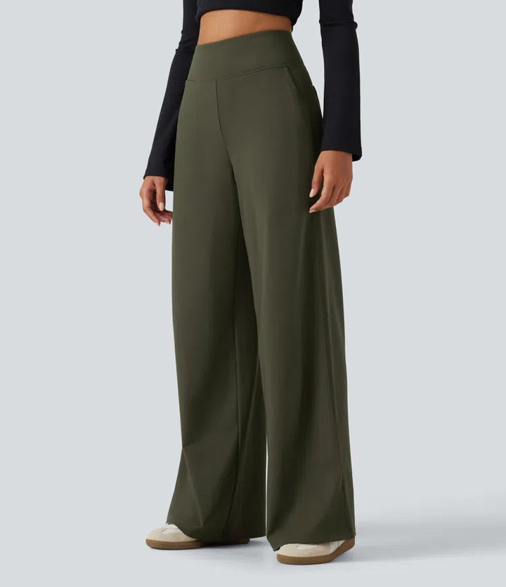 DayStretch High Waisted Wide Leg Casual Pants with Pockets