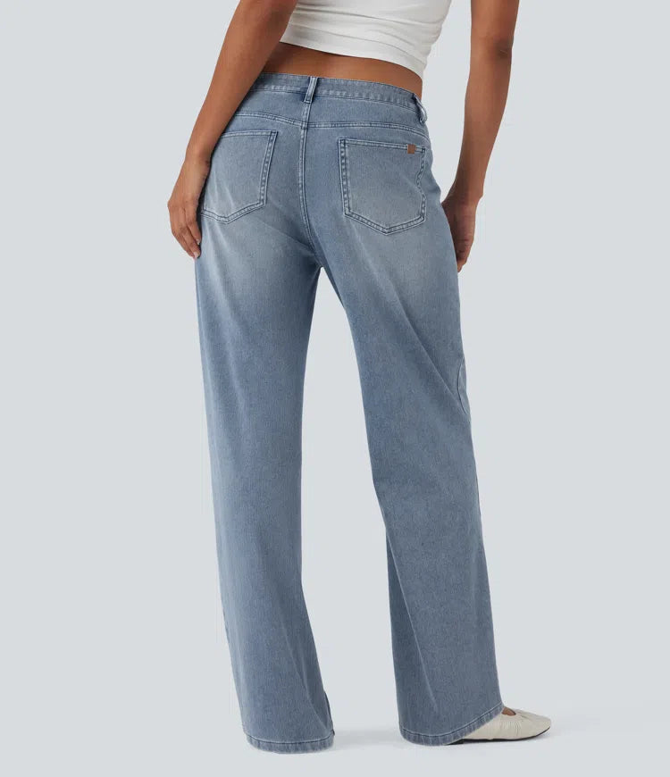 Halara Flex Mid Rise Straight Leg Casual Jeans with Pockets