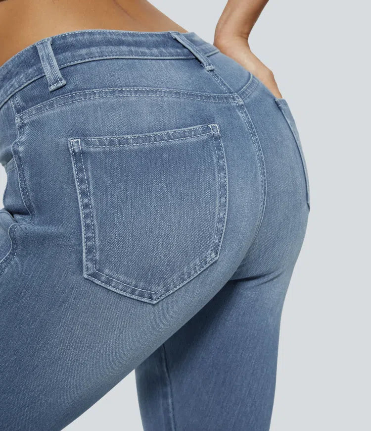 Halara Flex Mid Low Rise Zipper Pockets Casual Skinny Jeans