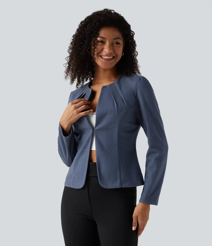 Round Neck Hook and Eye Work Blazer