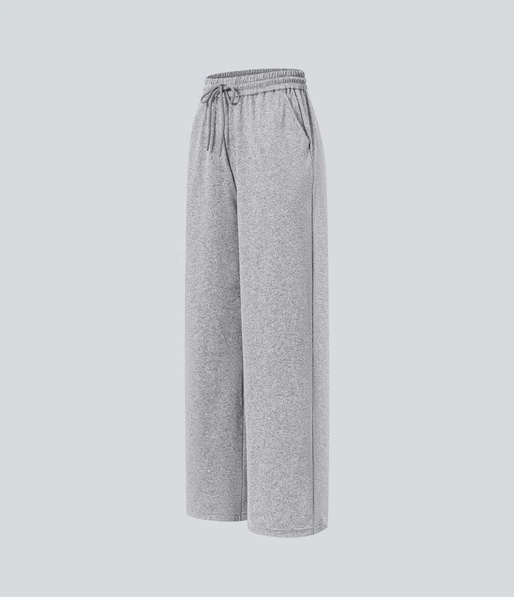 High Waisted Drawstring Pocket Wide Leg Baggy Casual Pants