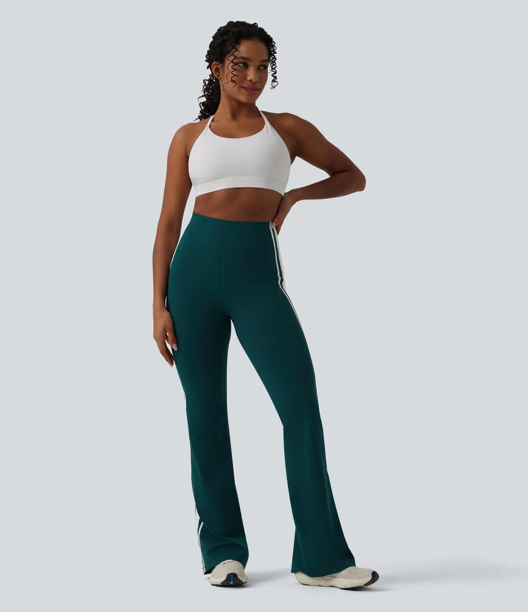 Halara UltraSculpt High-waisted Tummy Control Side Stripe Yoga 7/8 Flare Leggings