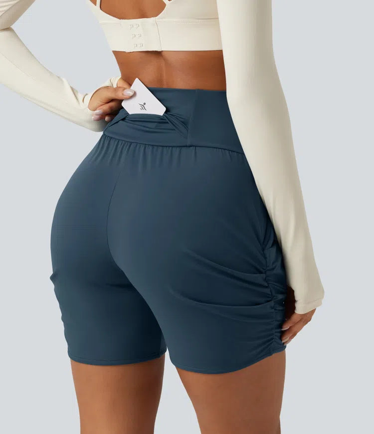 SoftlyZero Airy High Waisted Ruched InstantCool Yoga Shorts 5&