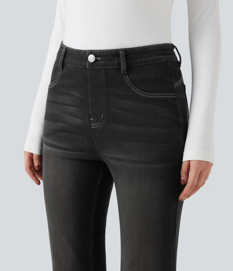 Halara Flex High Waisted Tummy Control Butt Lifting Denim Casual Bootcut Leggings with Pockets