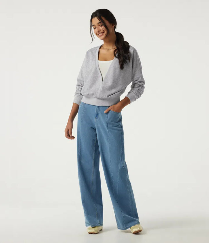 Deep V Neck Long Sleeve Casual Sweatshirt