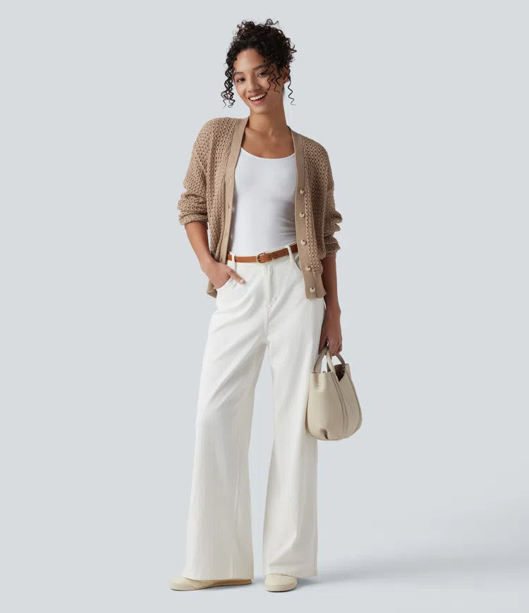 V Neck Long Sleeve Sweater Knit Casual Cardigan