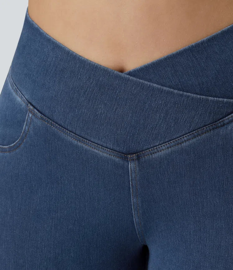 Halara Flex High Waisted Crossover Pocket Washed Casual Plus Size Jeans