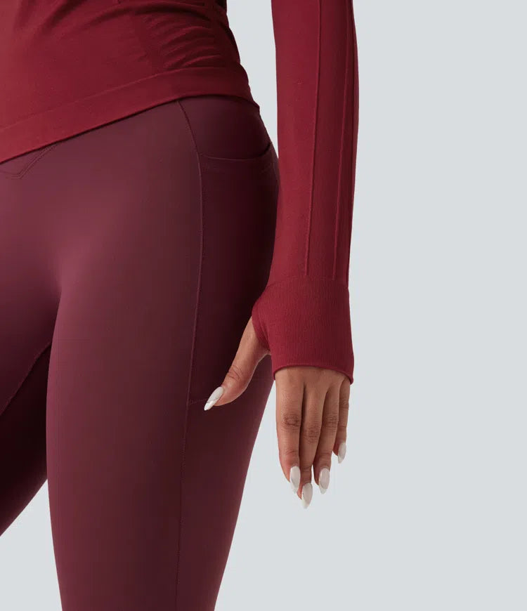 OneForm Seamless Flow Round Neck Long Sleeve Thumb Hole Yoga Sports Top