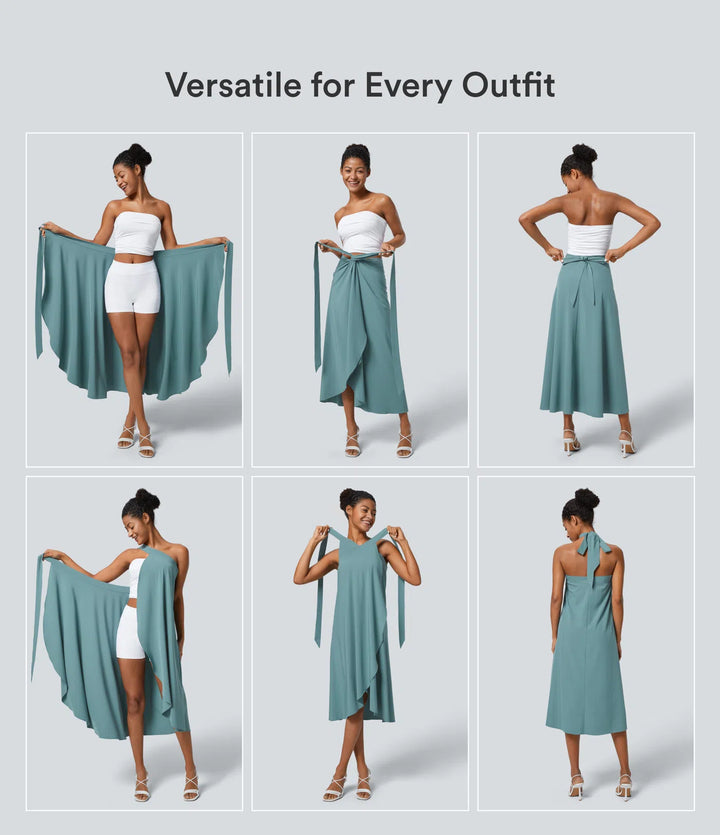 Breezeful High Waisted Wrapped Tie Back Quick Dry Skirt