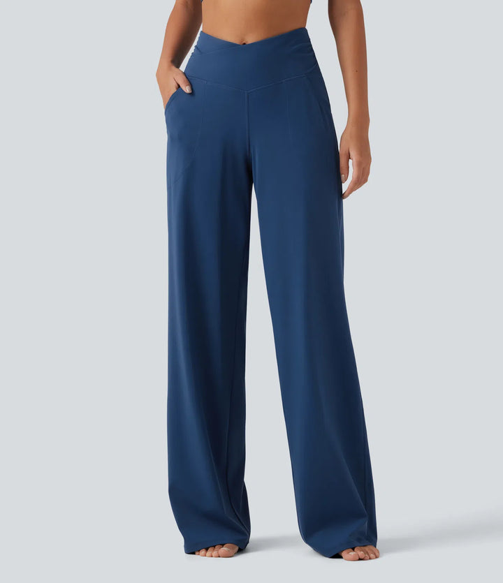 Halara UltraSculpt High Waisted Crossover Straight Leg Yoga Pants with Pockets