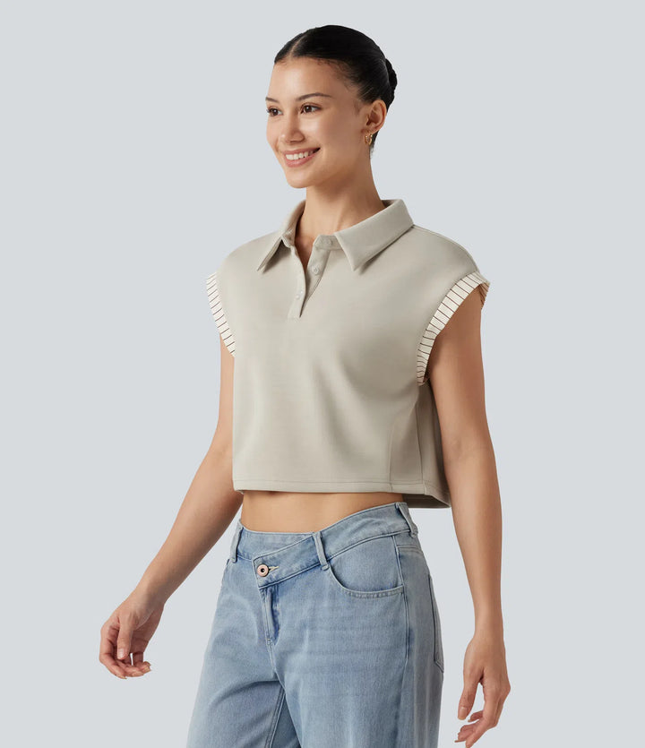 Dropped Short Sleeve Color Block Casual T-Shirt