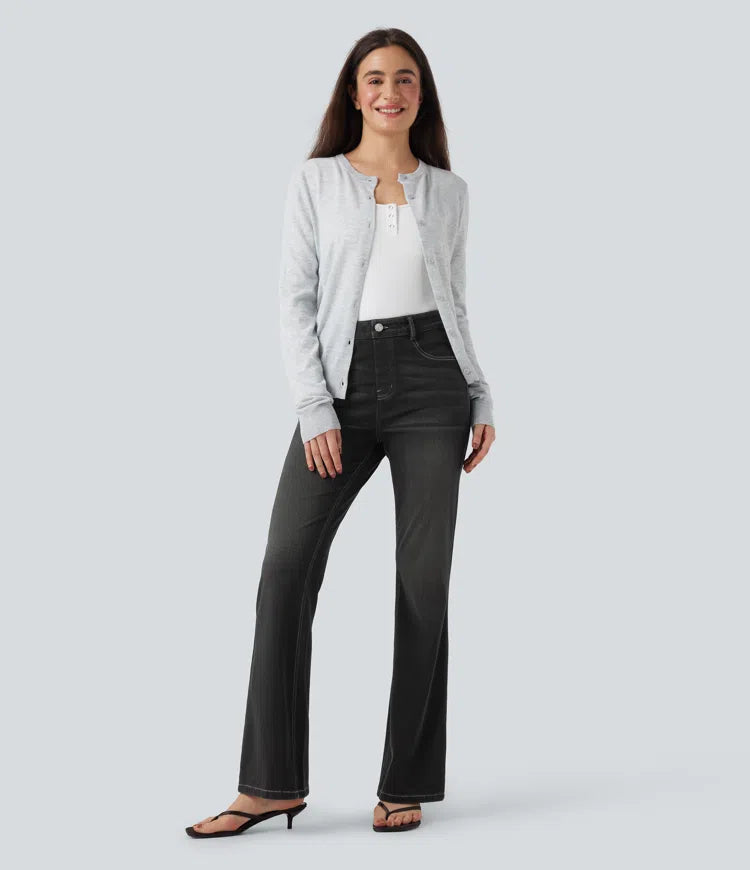 Halara Flex High Waisted Tummy Control Butt Lifting Denim Casual Bootcut Leggings with Pockets