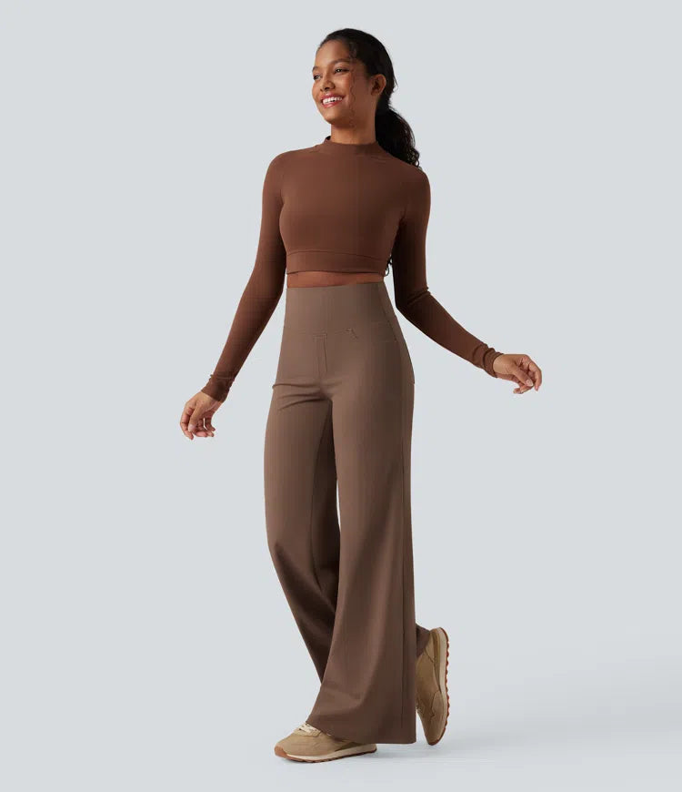 DayStretch High Waisted Tummy Control Wide Leg Baggy Yoga Pants with Pockets