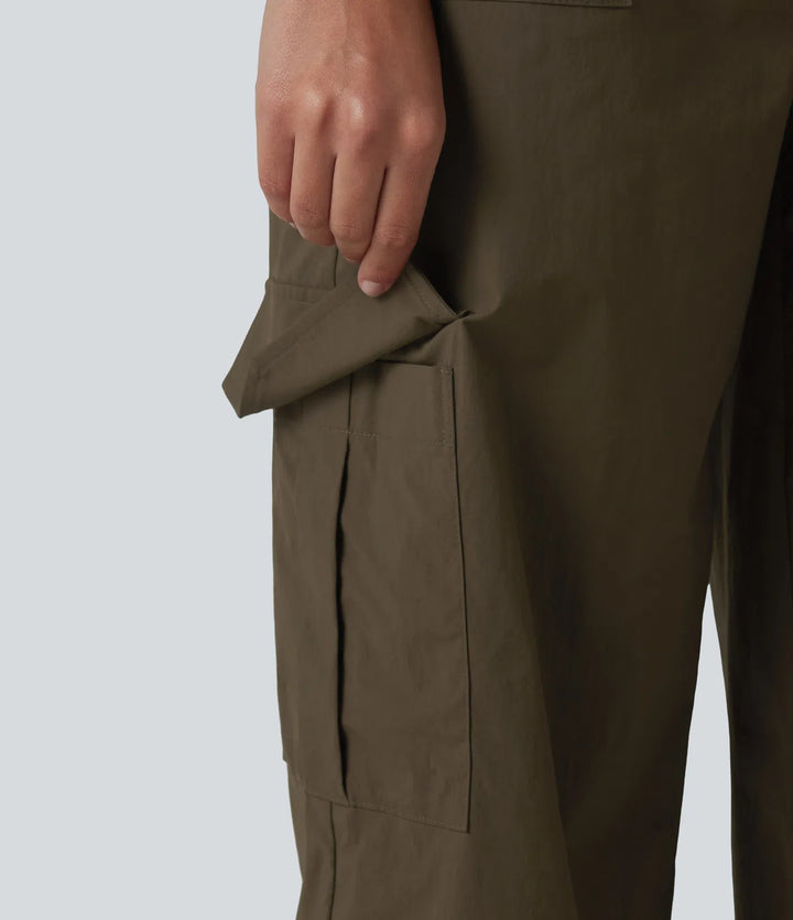High Waisted Hiking Cargo Straight Leg Pants with Pockets