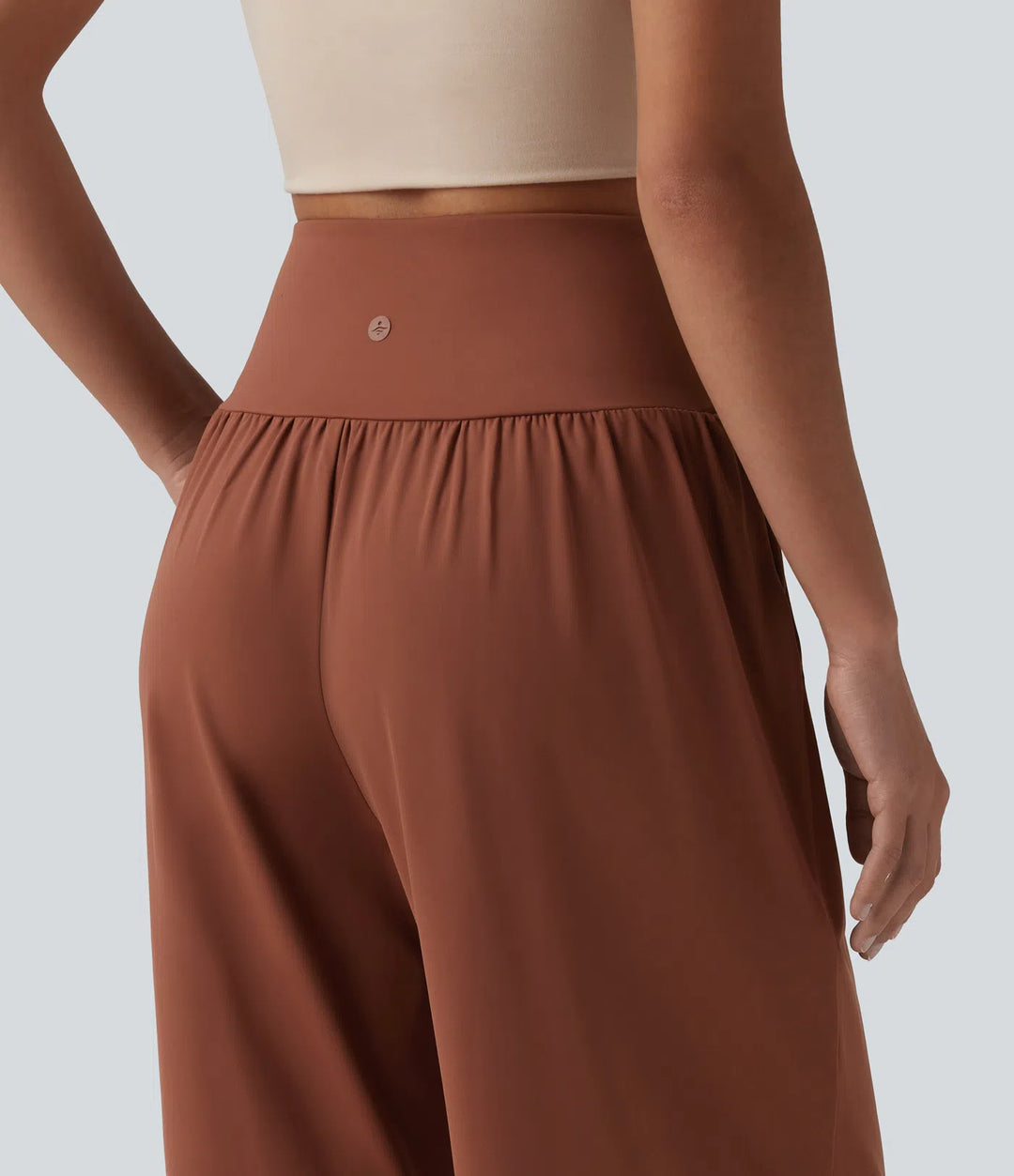 SoftlyZero Airy Crossover High Waisted InstantCool Casual Baggy Pants with Pockets