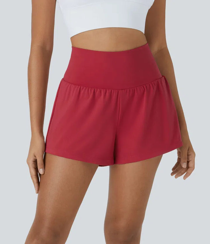 SoftlyZero Airy Super High Waisted 2-in-1 InstantCool Yoga Shorts with Pockets