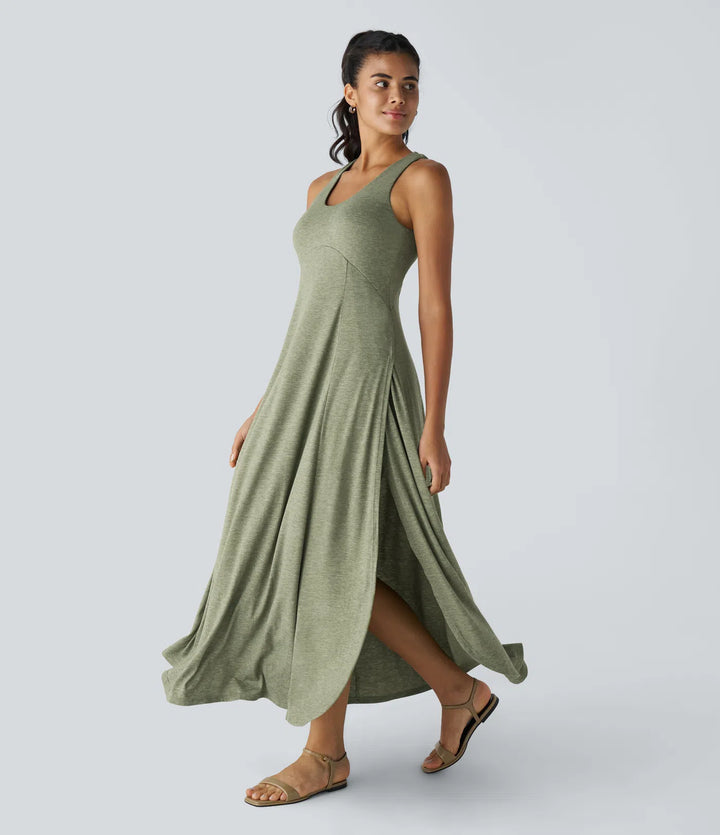 U Neck Flowy Maxi Casual Tank Dress