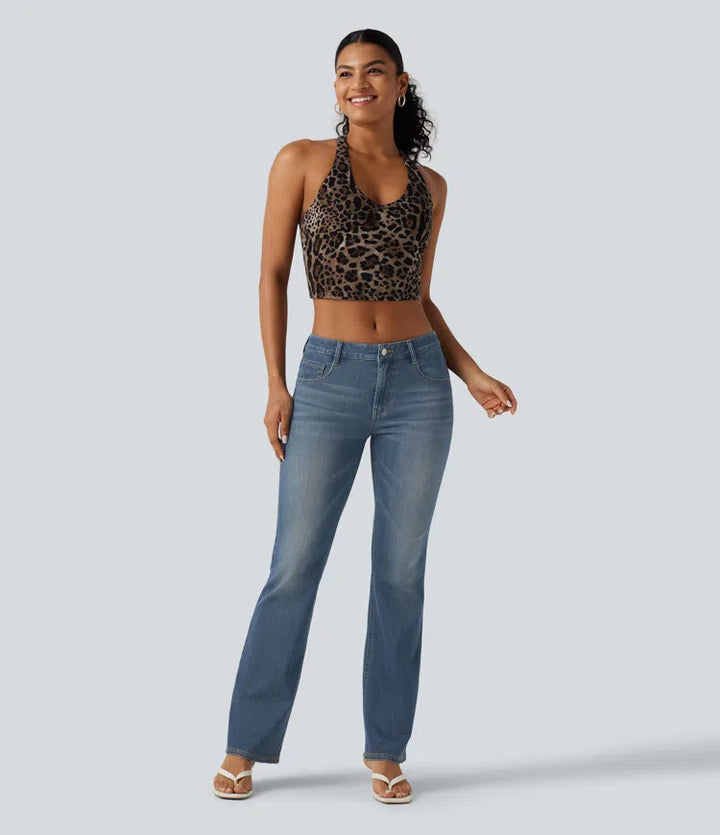 Halara Flex Low Rise Washed Bootcut Casual Jeans with Pockets
