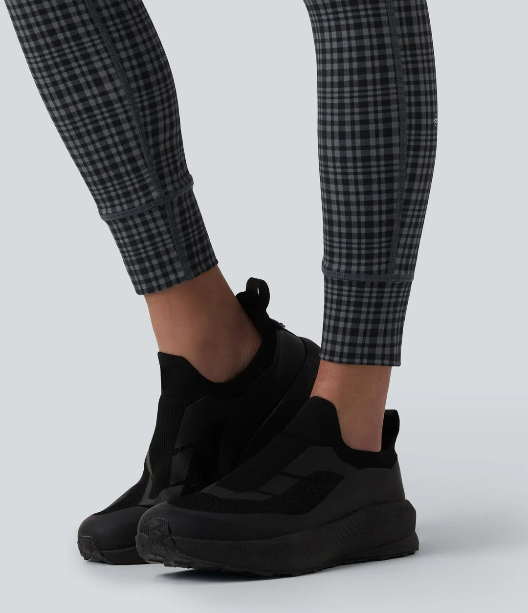 Halara UltraSculpt Check Plaid Print High Waisted Drawstring Yoga Leggings with Pockets