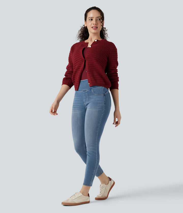 Halara Flex High-waisted Butt-lifting Tummy Control Skinny Denim Casual 7/8 Leggings with Pockets