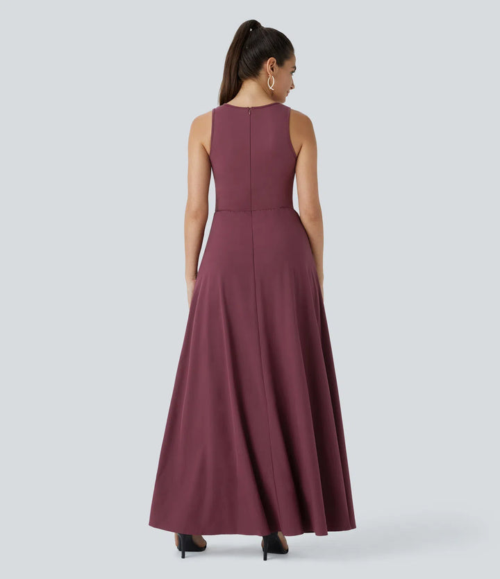 Breezeful Zipper Sleeveless Pocket Contrast Quick Dry Jumpsuit