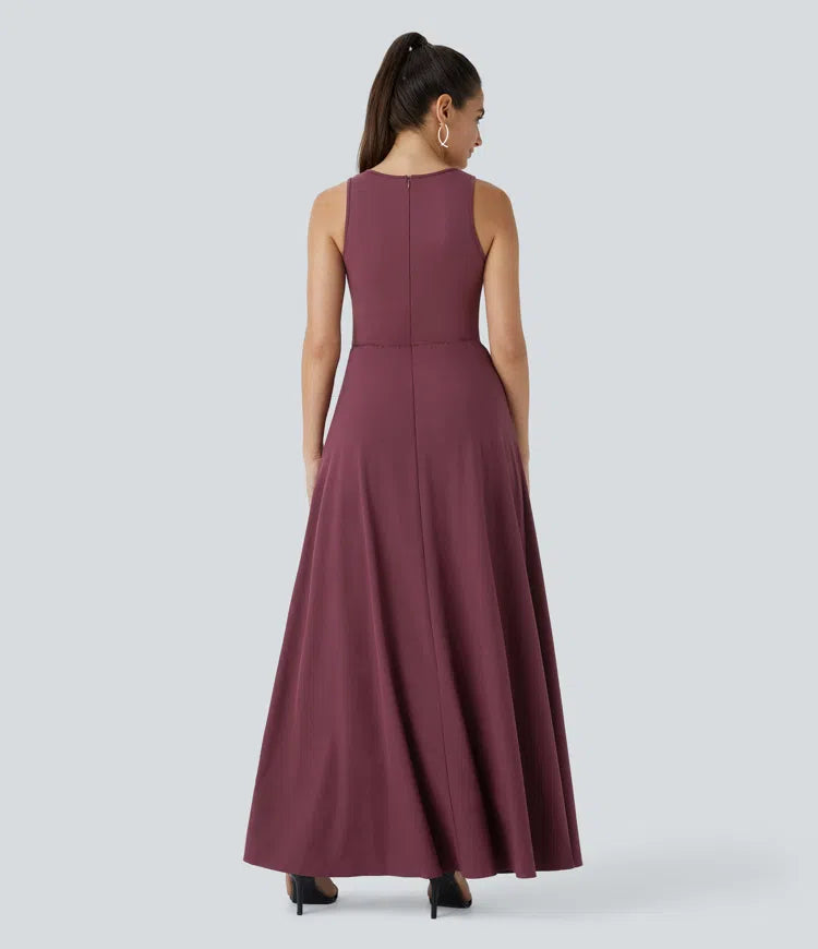 Breezeful Zipper Sleeveless Pocket Contrast Quick Dry Jumpsuit