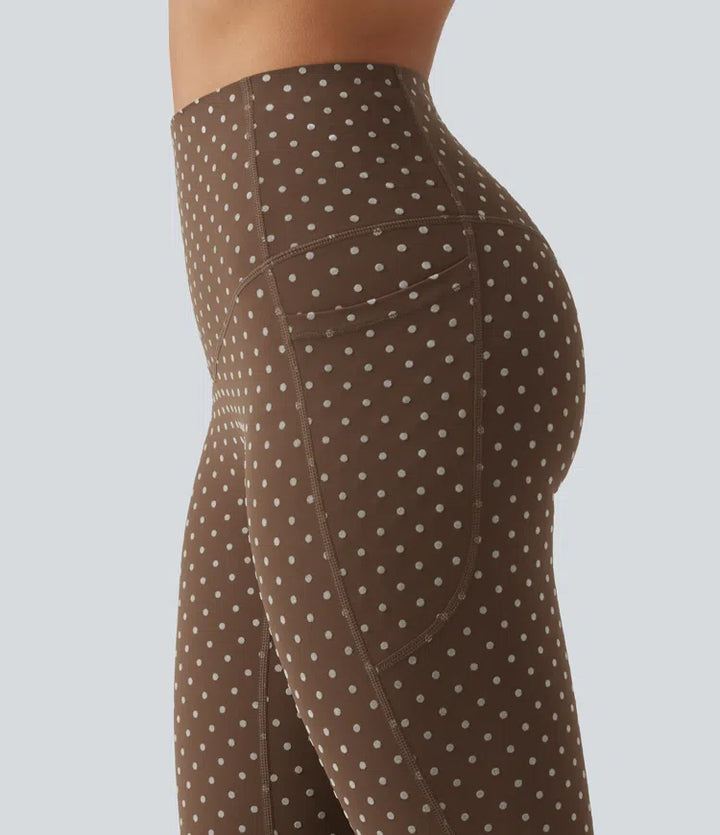 Halara UltraSculpt Flocked High Waisted Tummy Control Polka Dot Workout Leggings with Pockets