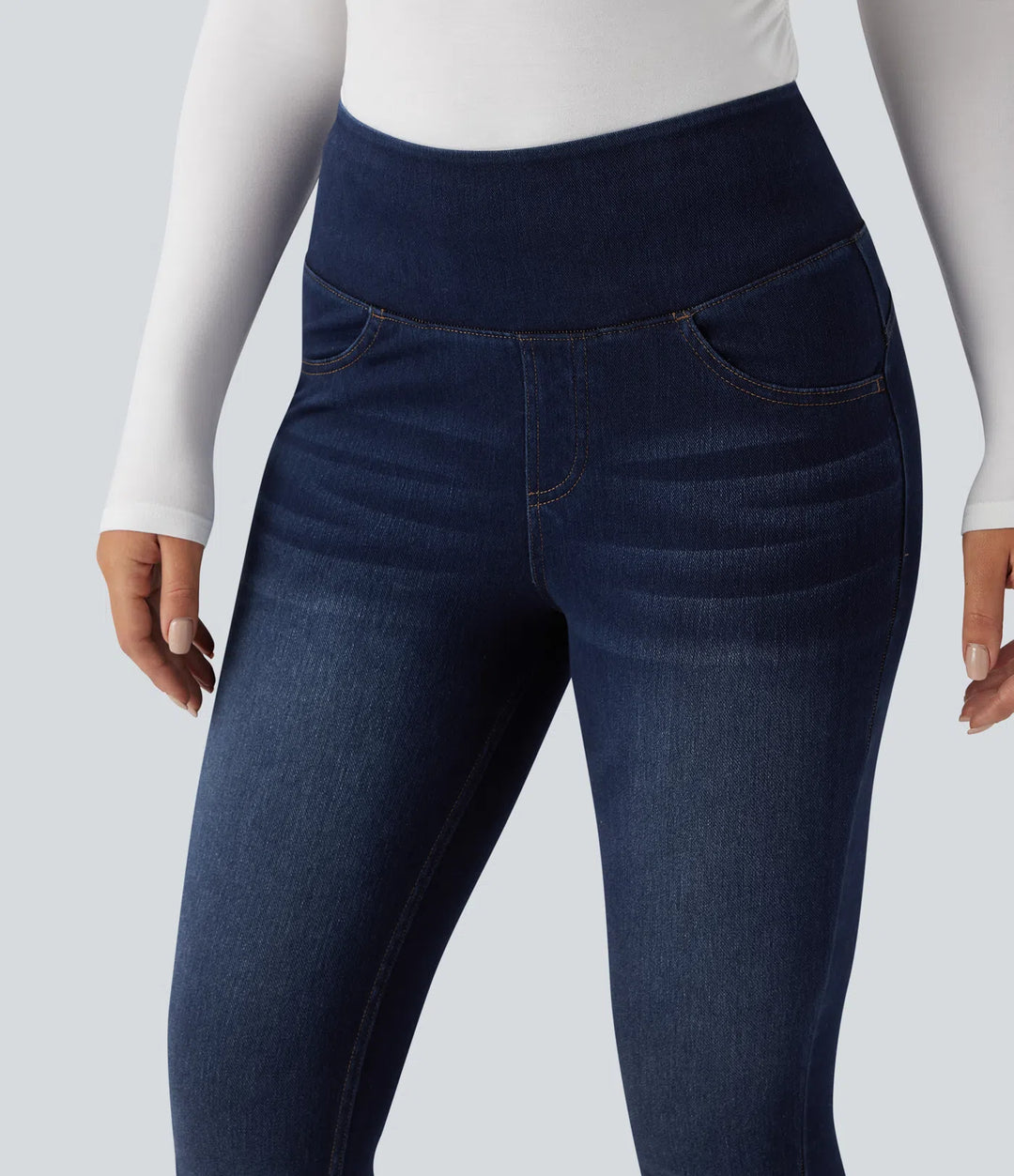 Halara Flex High Waisted Tummy Control Butt Lifting Denim Casual Leggings with Pockets