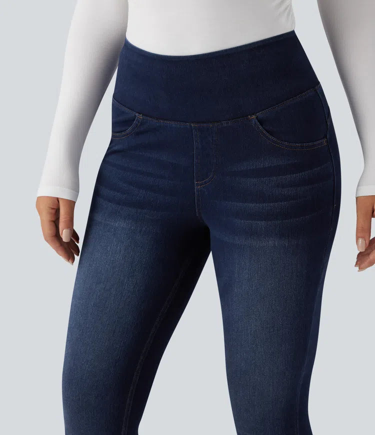 Halara Flex High Waisted Tummy Control Butt Lifting Denim Casual Leggings with Pockets