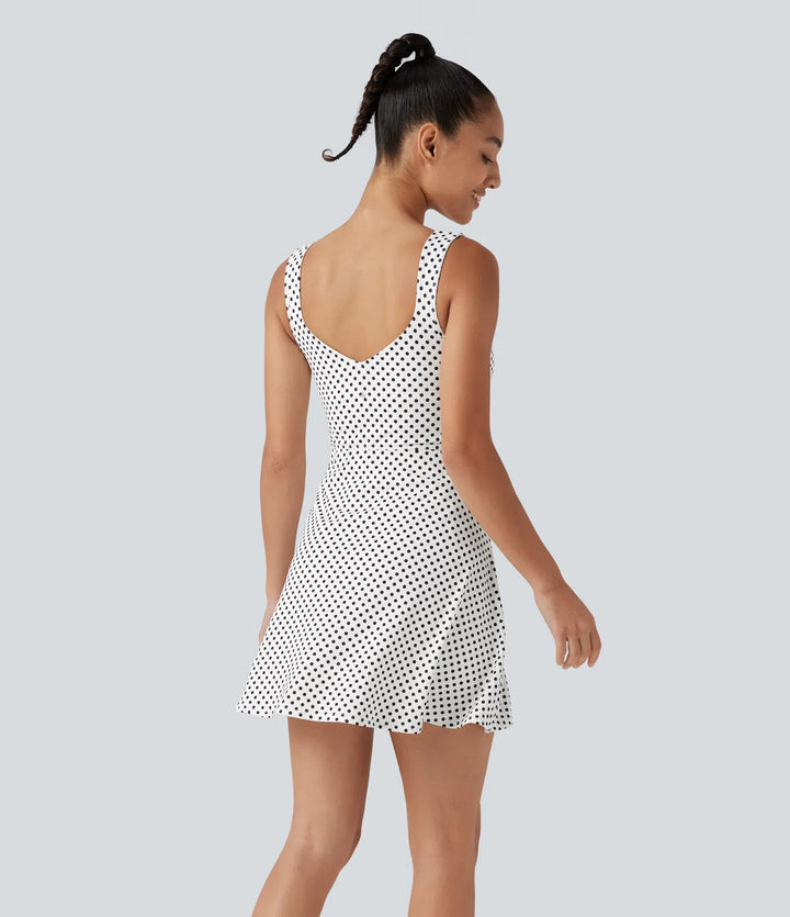 Built-in Bra 2-in-1 Polka Dot Mini Tennis Active Dress with Pockets-Easy Peezy Edition
